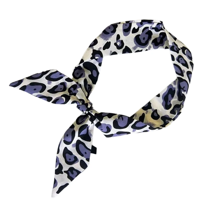 Leopard Print Narrow Silk Scarf for Women Girls Short Necktie Scarf Fashionable Multifunction Accessory for Any Outfit