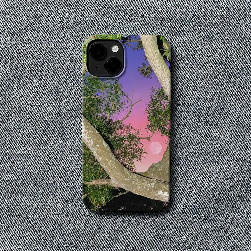 

Чехол для телефона Dreamy Sunset Tree Pink-Purple Sky & Moon Scene Nature для iPhone 17, 16, 15, 14, 11, 12, 13 Pro Max Air Plus, задняя крышка