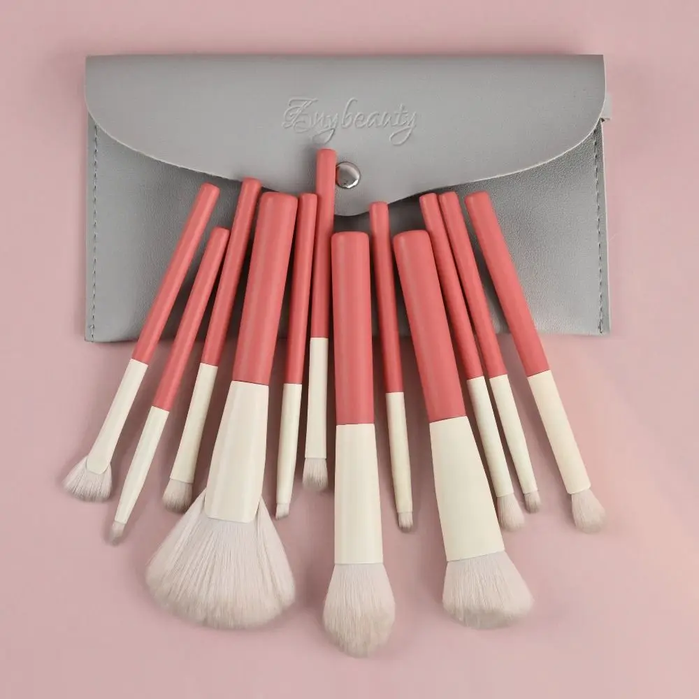 Fluffy Makeup Brush Set Wood Handle with Storage Bag Eye Shadow Brush Portable Professional Foundation Brush Highlighter