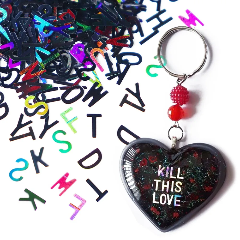 2g Holographic Letter Sequins Resin Filling Decorations Metallic Green English Alphabet Glitter Flakes DIY Resin Jewelry Making