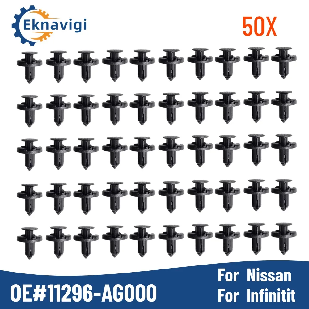 50PCS OE#11296-AG000 Front Bumper and Radiator Support Push-Type Retainer Clips for Nissan & Infiniti