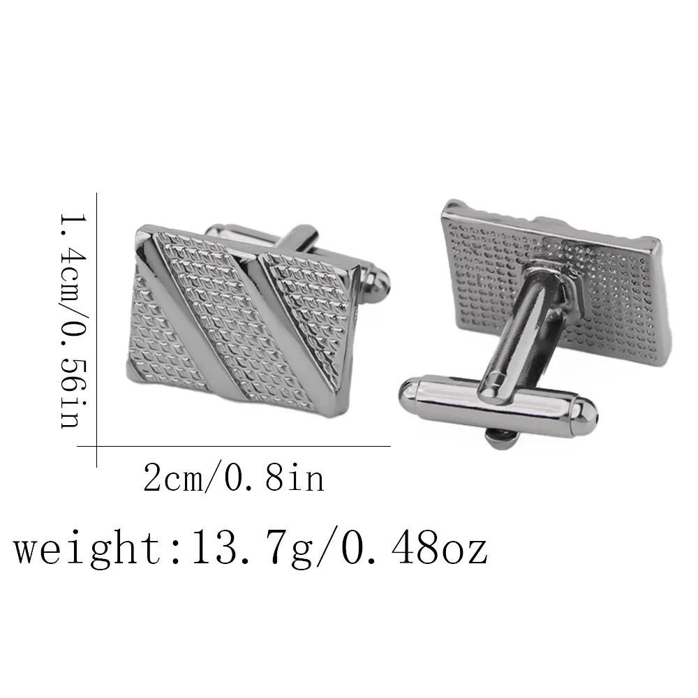 Matte Checkered Diagonal Square Cufflinks Men's Business Formal French Shirt Suit Simple Silver Versatile Sleeve Studs