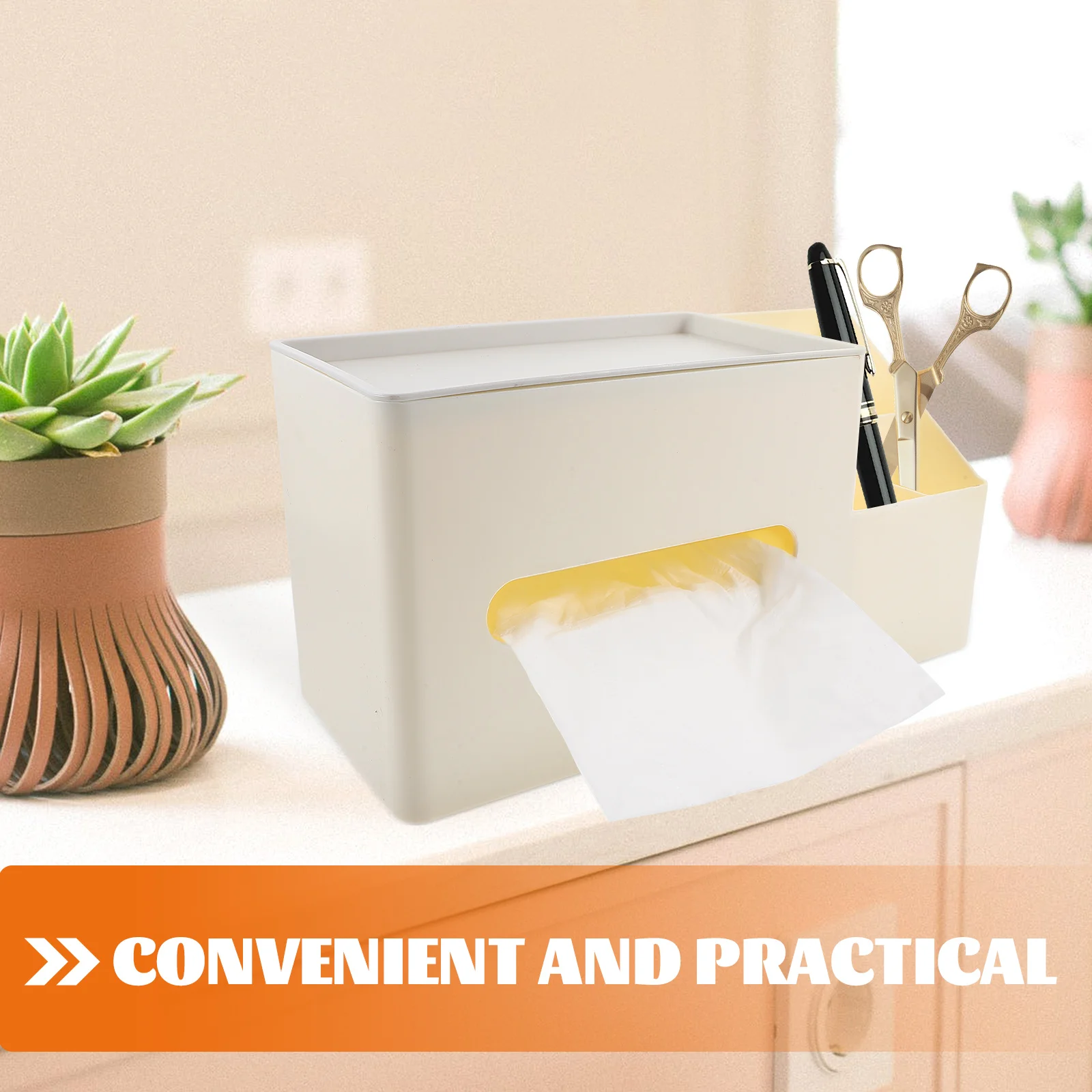 

Multifunctional Tissue Box Cover Organizer Household Paper Towel Dispenser Smooth Surface Living Room for Standard