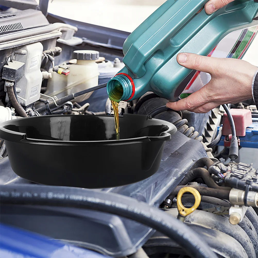 

2Pcs Black Plastic Oil Drain Pan Durable Reusable Easy Clean for Car Maintenance Large Drip Tray Large Oil Drip Pan