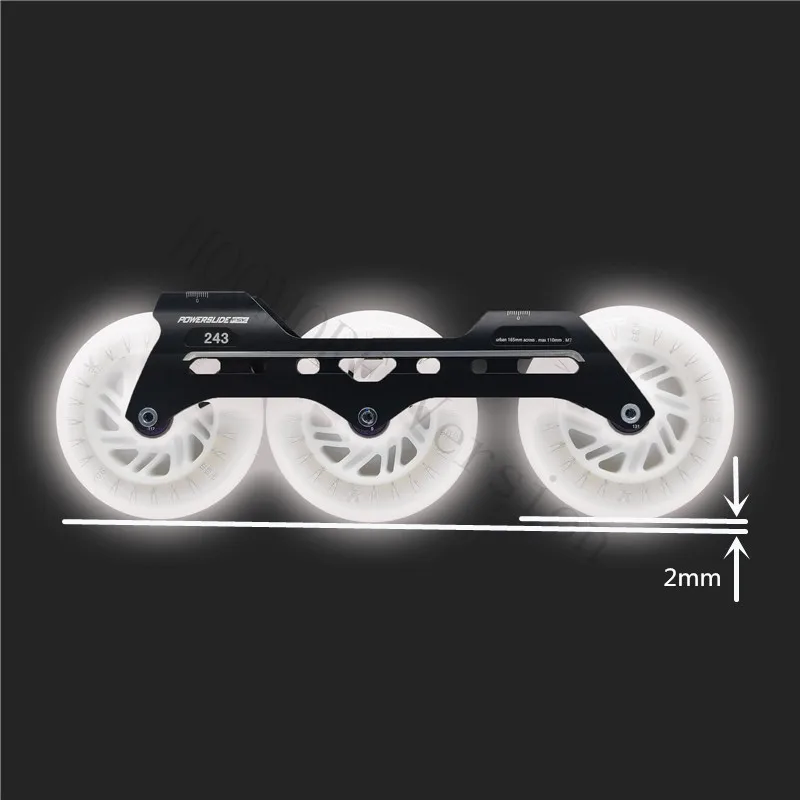 Inline skate base velocidade rolo balançou quadro led 110mm rodas 90a ps 3x110mm assimétrico chassi banana 243mm flash roda