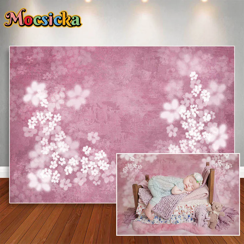 

Mocsicka Pink Texture Gradient Photocall Background Butterfly Flowers Baby Poster Portrait Photographic Backdrops Photo Studio