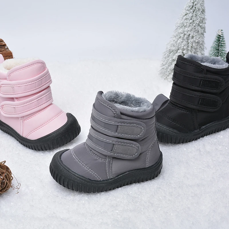 Unisex Kids Winter Outdoor Waterproof Long  Plush Shoes Boys and Girls Good Quality Snow Boots EW8090