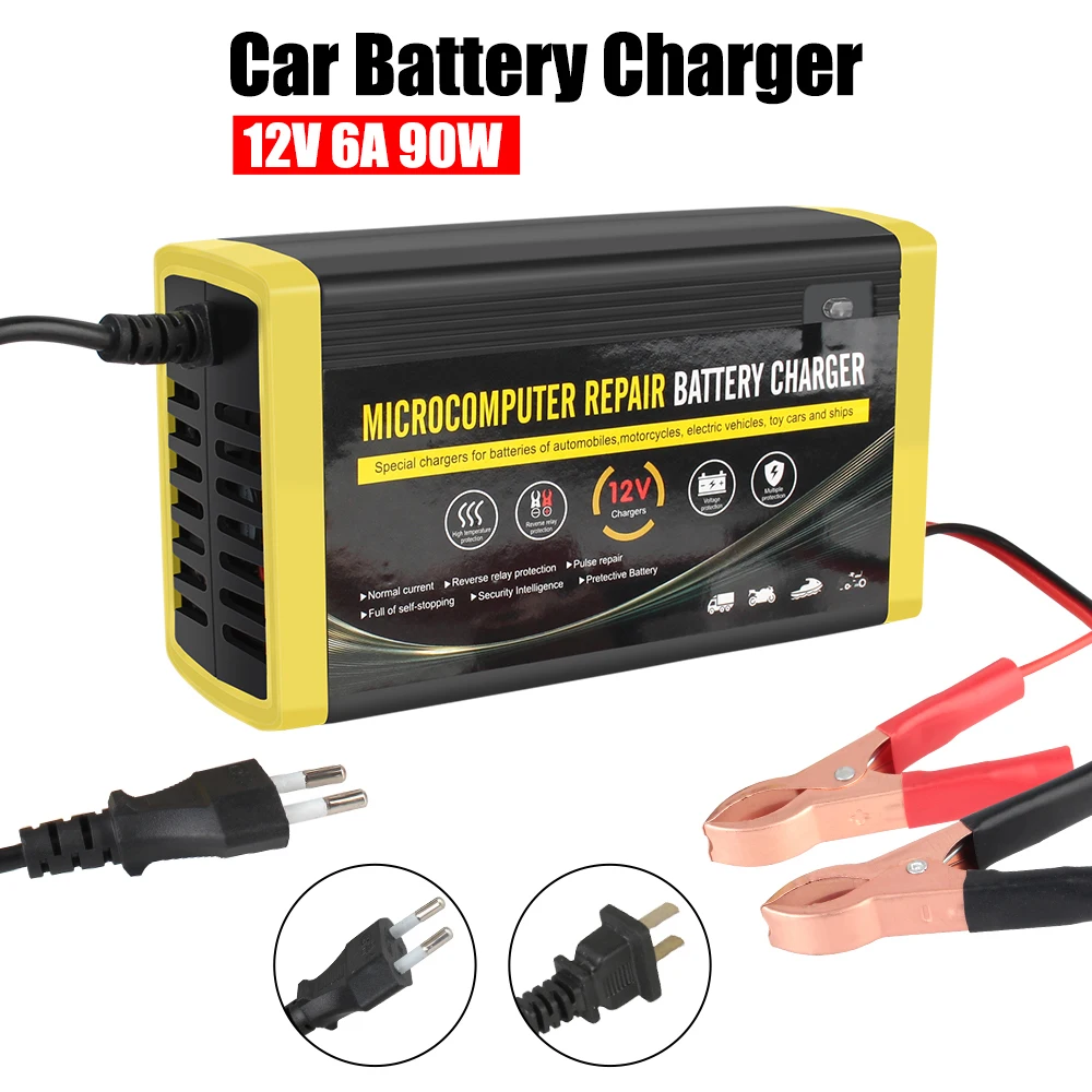 Quick Charge Power Pulse Repair Smart Truck Motorcycle Car Charger Wet Dry Lead Acid Gel Charger 12V 6A Car Auto Battery Charger