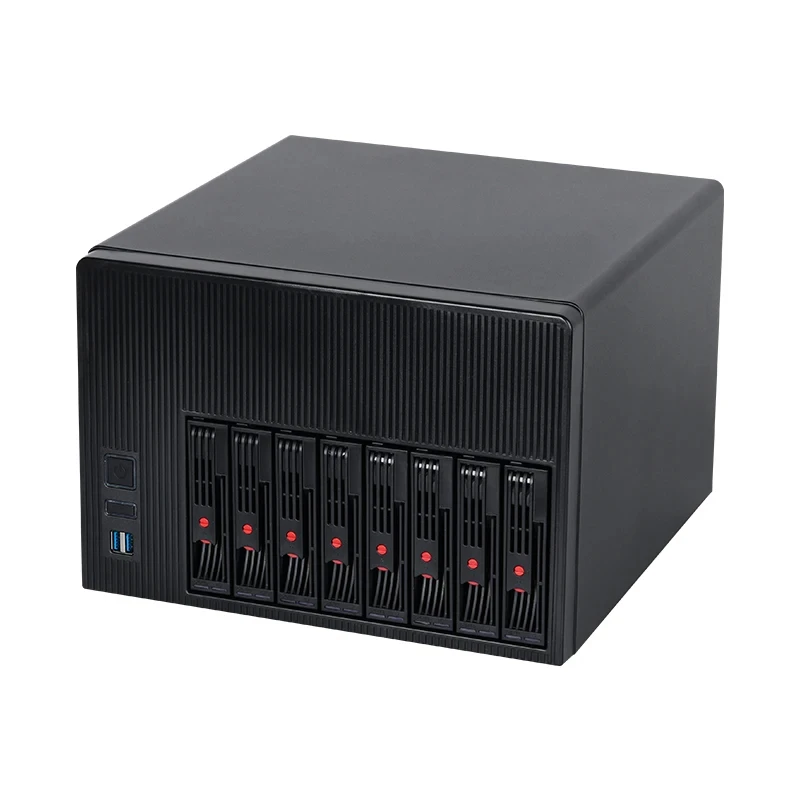 คอมพิวเตอร์ขนาดเล็ก Inter N100/N150 NAS รองรับซอฟต์แวร์ RAID Linux DDR5 M.2 SSD สำหรับใช้งานที่บ้าน/สำนักงาน พร้อมช่องใส่ฮาร์ดดิสก์ 8 ช่อง 1xHDMI รองรับ WIN10