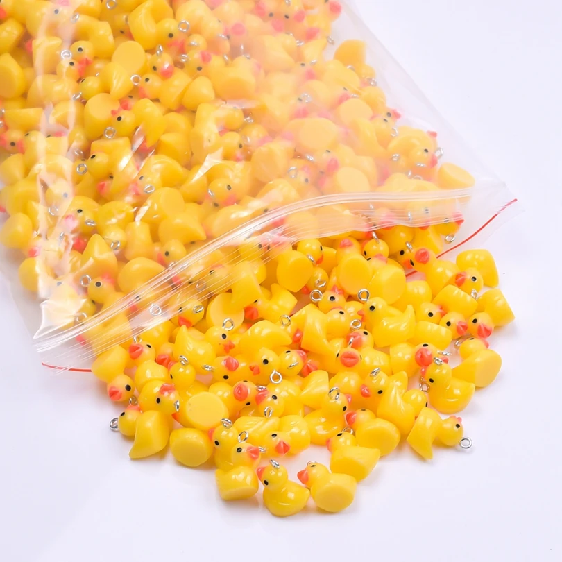 10/30/50/100pcs Yellow 3D Duck Resin Charms