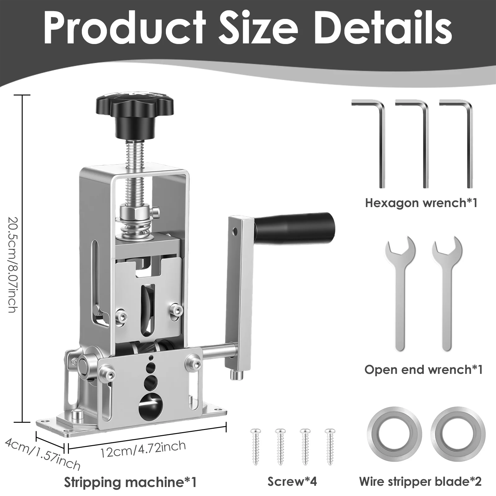 Portable Wire Stripper Manual Wire Stripping Tool Drill Driven Cable Stripper Machine 0.04-1 inch Scrapping Copper Wire Peeler