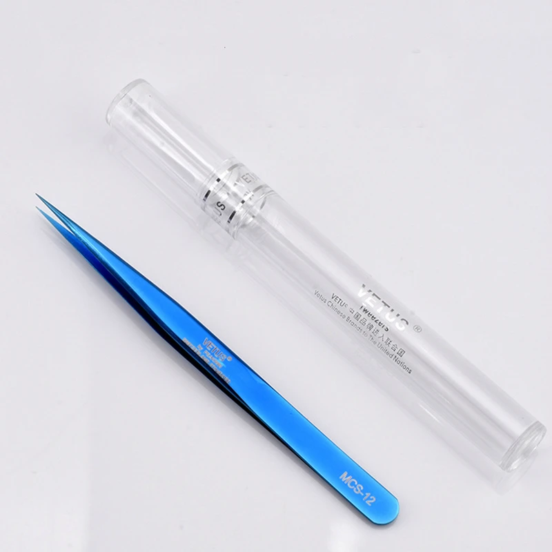 100%Vetus MCS Series Dream blue colors Premium Beauty Makeup Tweezers for Eyelashes Extension Pinzas Super precision