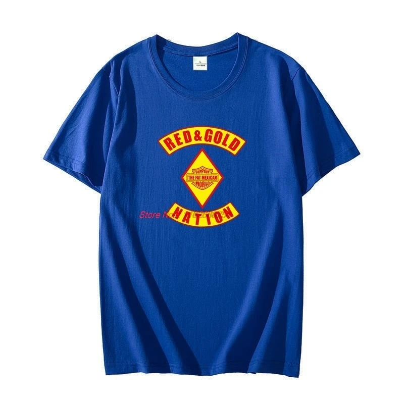 Cotton T-shirt Red and Gold Nation Bandidos graphic t shirts Unisex T-Shirt short sleeve t-shirts Streetwear O-neck T-shirt