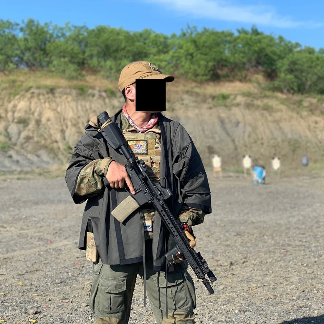 Chaqueta táctica airsoft Haori de caza con bordado mejorado color humo - imagen 4