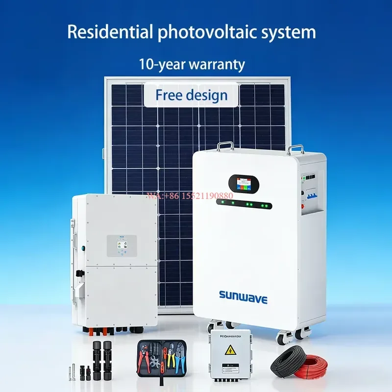 WMWMNU for SUNWAVE Complete Hybrid Solar Solution 10kW 12kW 15kW 120V 240V Lifepo4 Lithium Battery Inverter and Panels for