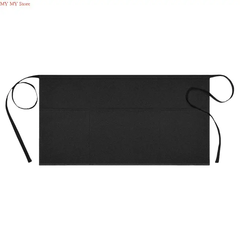 

Server Aprons with 3 Pockets Waist Apron,Waitress Apron for Women Men Water Resistant with Long Waist Strap Half Apron