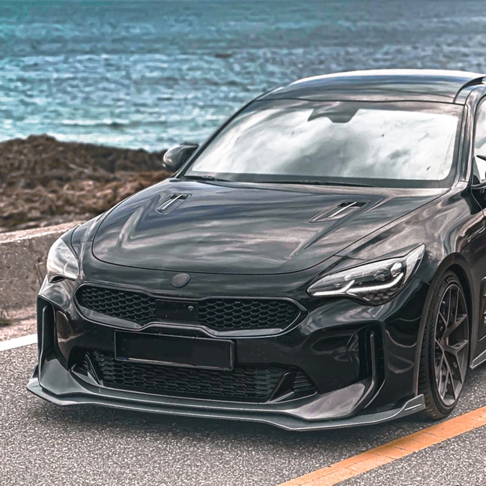 

For Kia Stinger GT 2018 2019 2020 2021 2022 2023 2024 Front Bumper Spoiler Lip Lower Splitter Chin Blade Guard Body Kit Cover