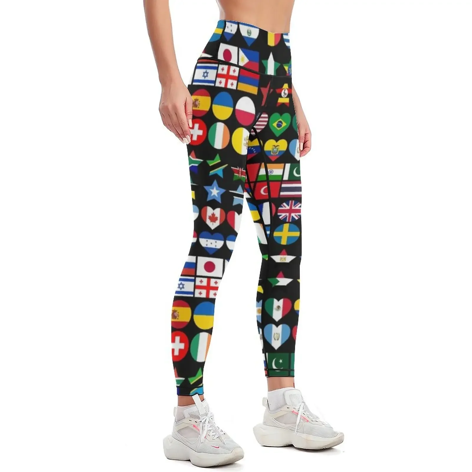 Flags of Countries of the Worlds in Geometric Shapes Leggings legging pants raises butt Fitness clothing Womens Leggings