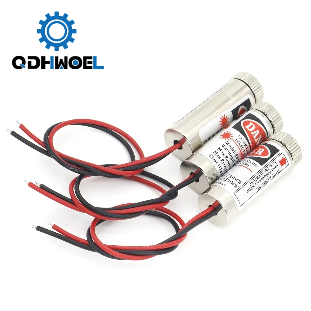 QDHWOEL 650nm 5mW Red Point Line Cross Laser Module Head For Industrial Use Glass Lens Focusable