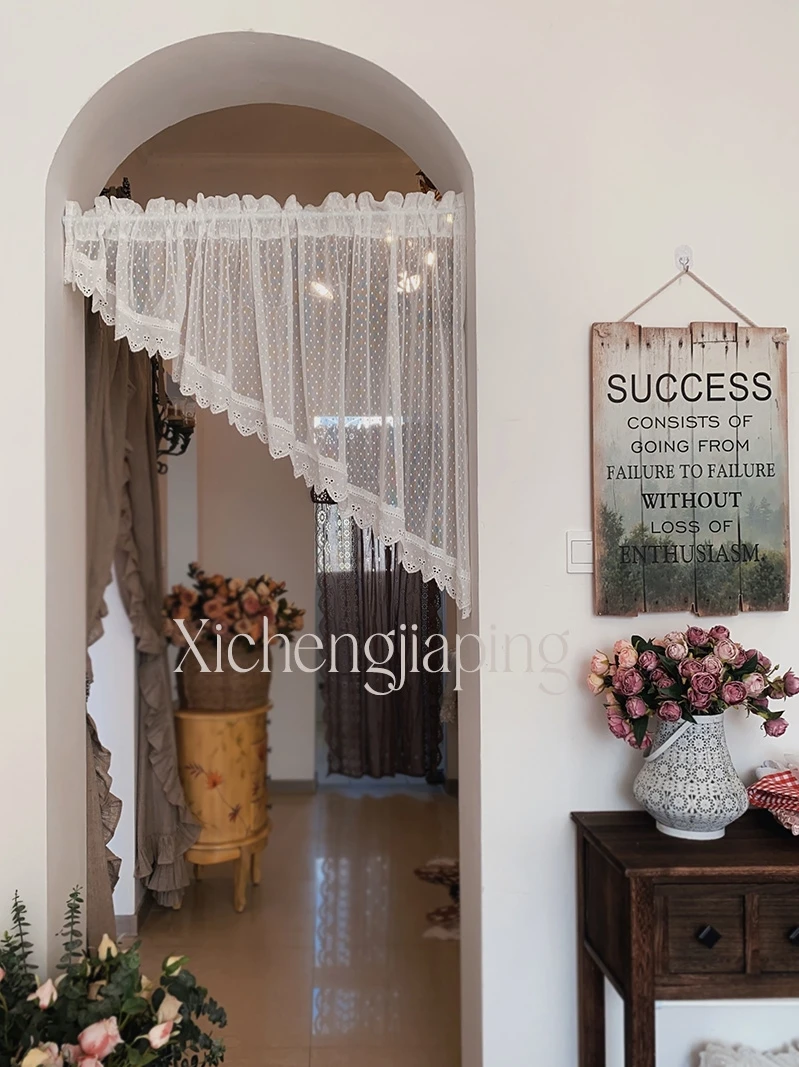 

Villa Soft Decoration White Lace Gauze Curtains for Living dining room bedroom French Half Curtain Door Half Short Head