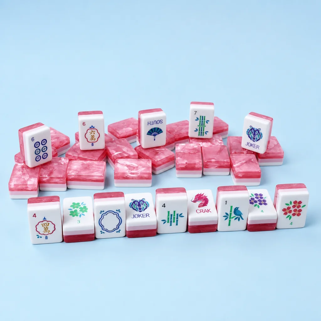 Hot Selling Calamus Glitter Powder Engraved Mahjong Tiles Luxury American Mahjong Set Portable Mah Jongg Sets Home Board Games