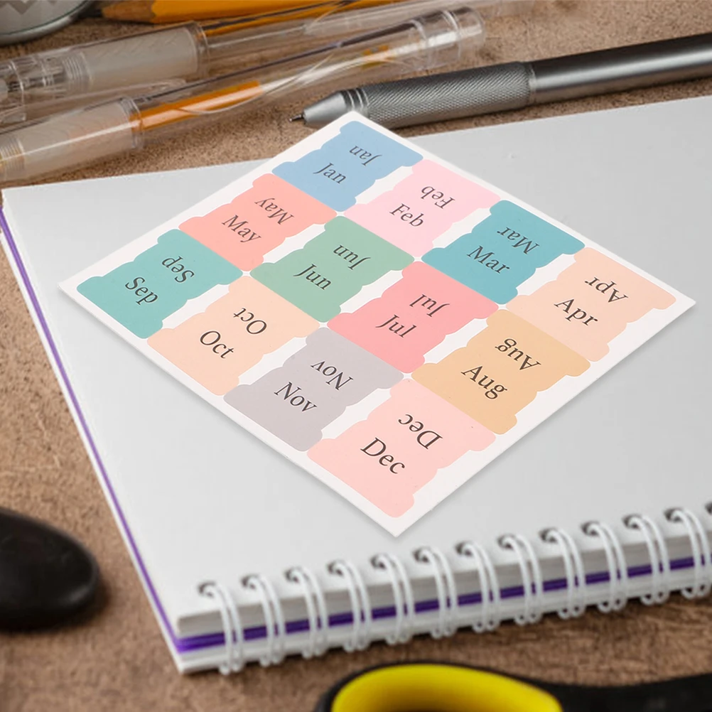 

15 Pcs Month Index Label Tag Bookmark Tabs Paper Calendar Stickers for Adults Planner