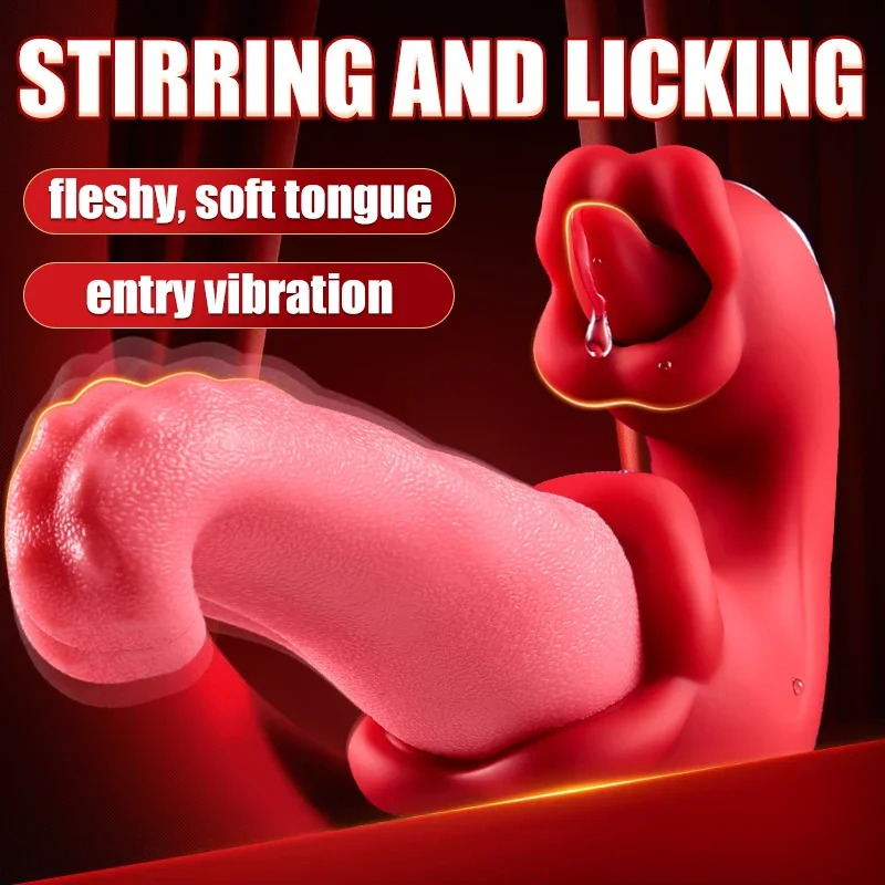 Tongue Swing Insertion Vibrator Nipple Clitoris Vaginal Stimulator 3 in 1 Tongue Licking Vibrating Dildo Female Masturbator