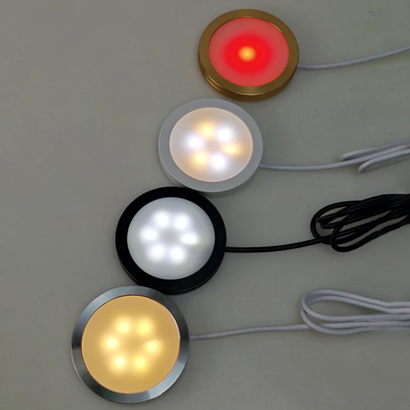 LED Under Cabinet Puck Light Display Case Shelf Counter Lighting Caravan Camper Motorhome Interior Spot Lamp With 5V USB Switch