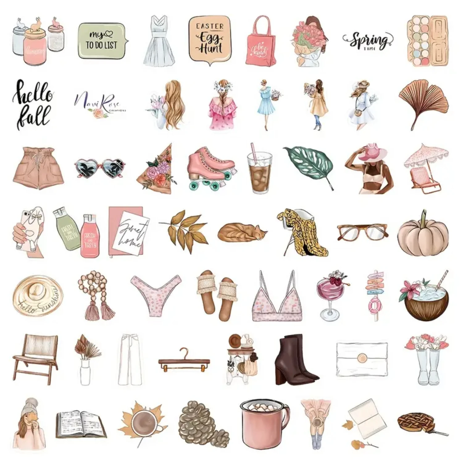 120 PCS Cute Skirt Cosmetics Perfume Underwear Stickers Journaling Scrapbooking Stickers Pack For Adult Women Teen Grils, Waterp