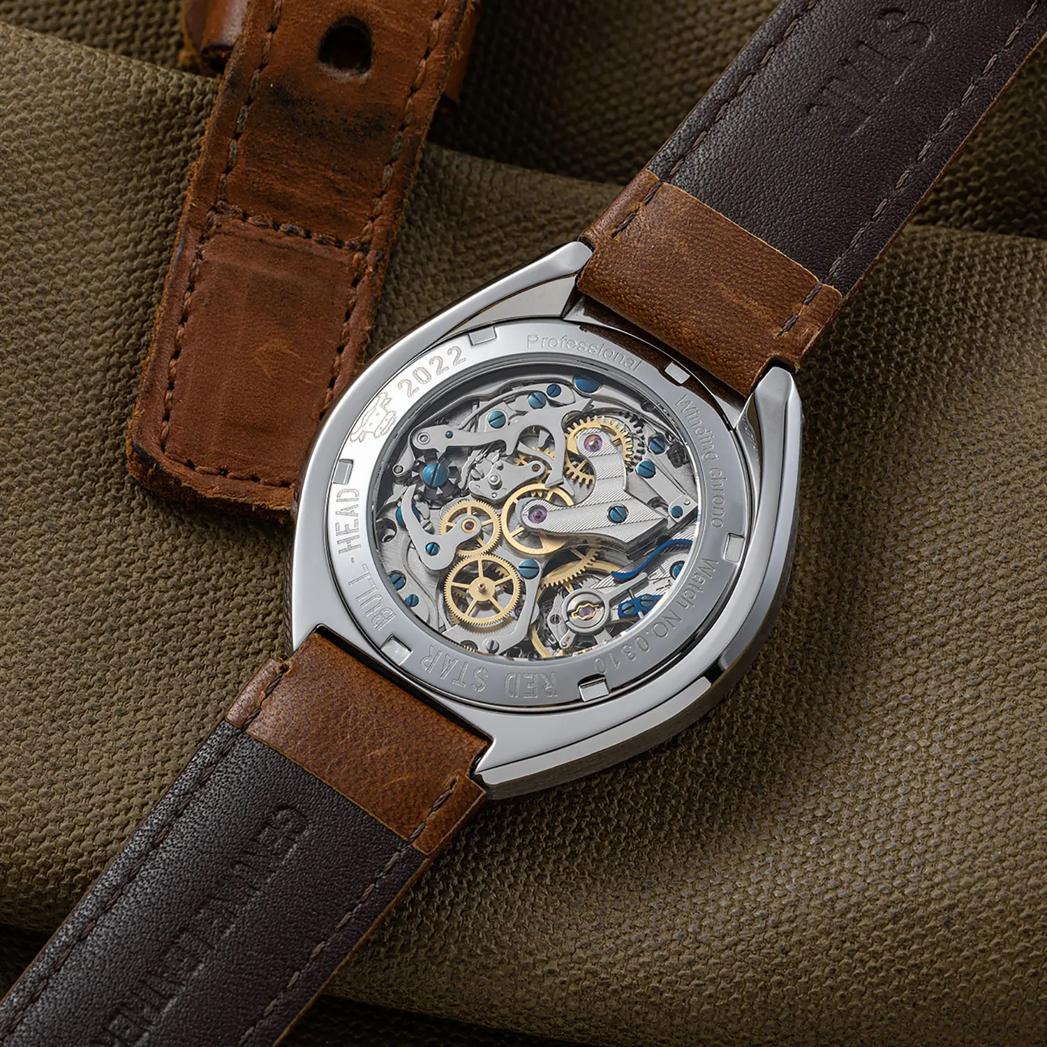 RED STAR Men Chronogaph ST1901 Movement Stainless Steel Waterproof Pilot Watch Super Luminous Man Mechanical Wristwatch