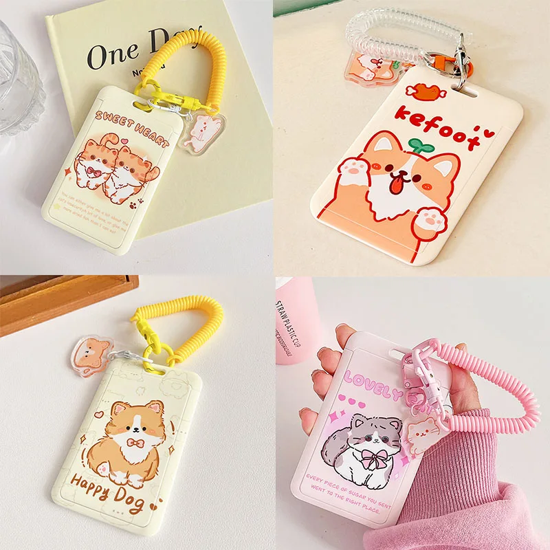 

Cartoon Cute Style Card Holders Student ID Card Protective Cover Cases Student Campus Access Cards Key Chain Anti-lost Cover