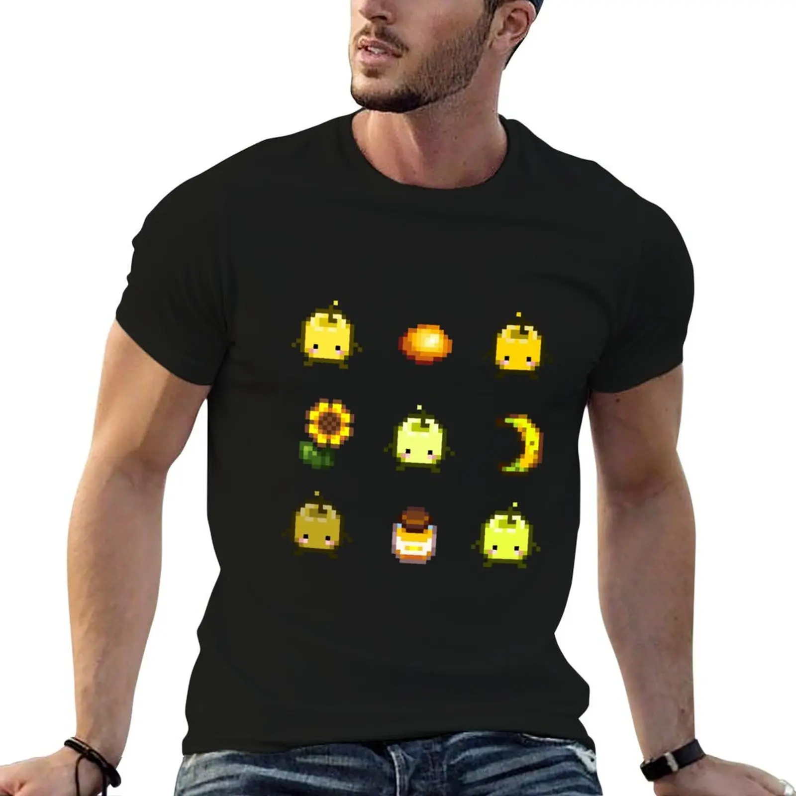 Stardew Valley Yellow Junimo Set T-Shirt summer shirt Clothing plain black t shirts men