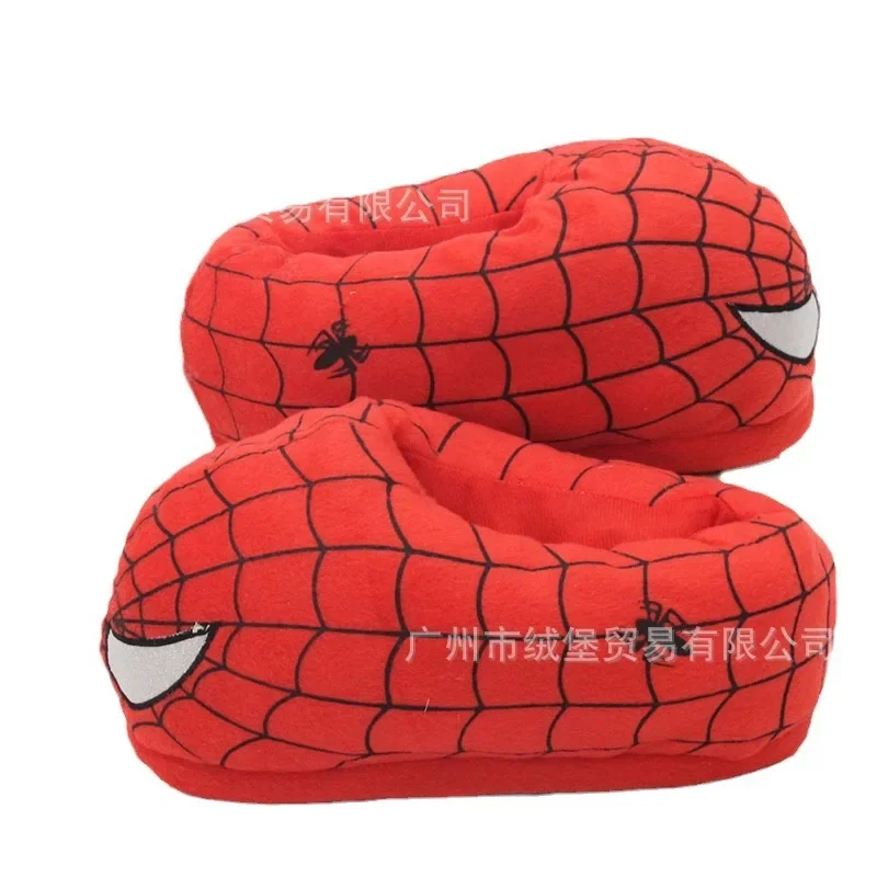 Marvels Spidermans Plush Cotton Slippers Men Anime Cotton-padded Shoes Winter Warm Outdoor Home Slippers Adult Gift Hot Sales