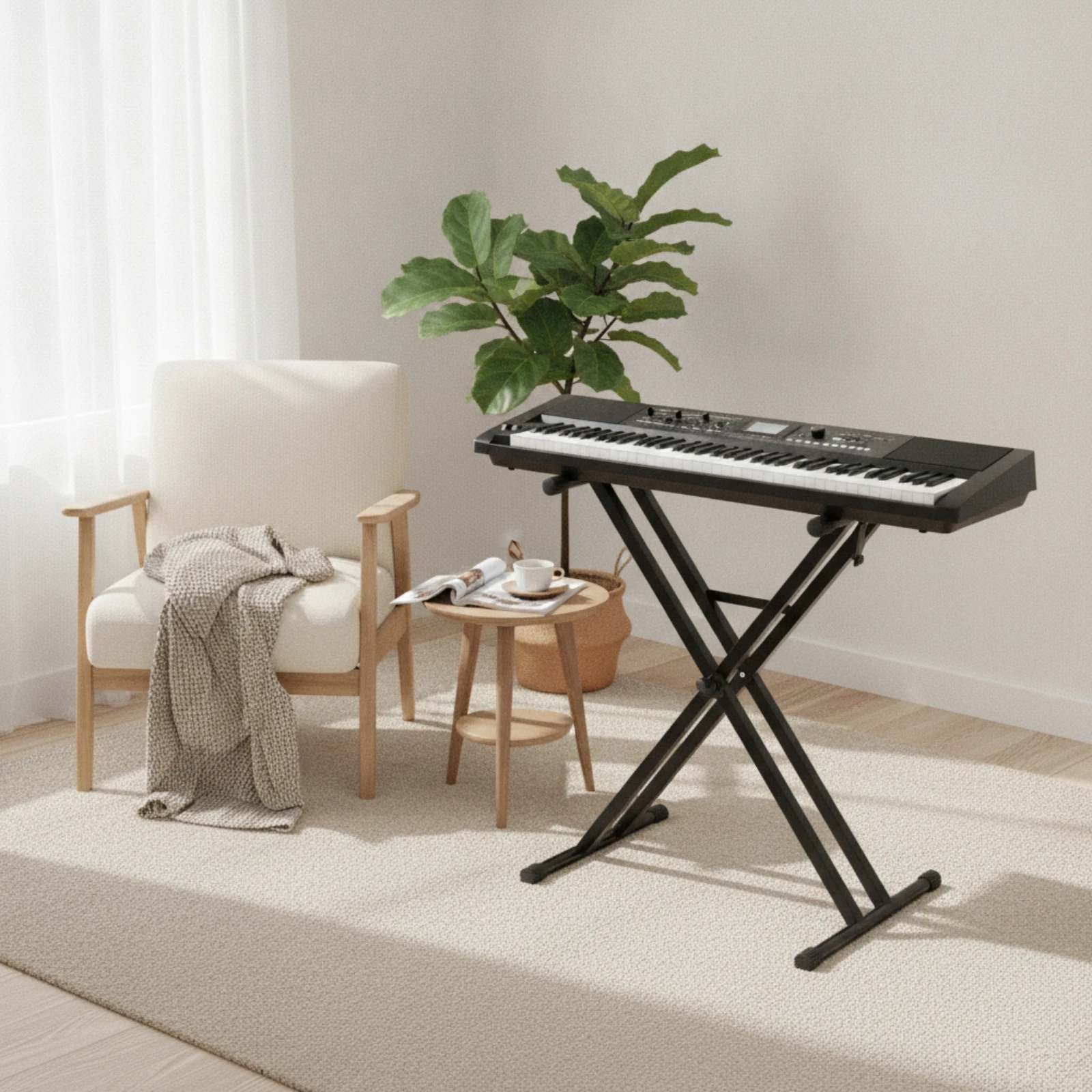 X-Frame Keyboard Stand Heavy-Duty Double-Braced Keyboard Stand Reinforced Lightweight for Keyboardists, Home Practice view 5