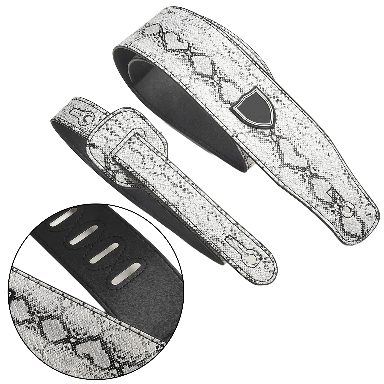 1 Pc Guitar Strap 130-150cm PU Leather Embossed Adjustable Shoulder Belt For Acoustic Electric Bass/Guitars Strap Replace Parts