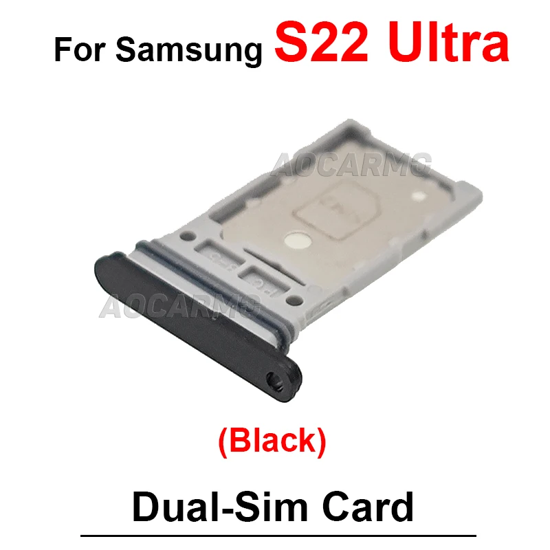 Black White Pink Red Single And Dual Sim Card For Samsung Galaxy S22 Ultra Sim Tray Holder Socket Slot Repair Replacement Parts