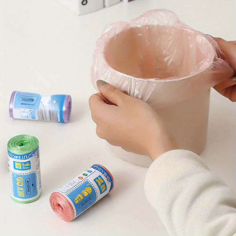 30pcs Random Color Garbage Bags Per Roll Mini Disposable Plastic Bags Suitable For Offices Homes And Cars