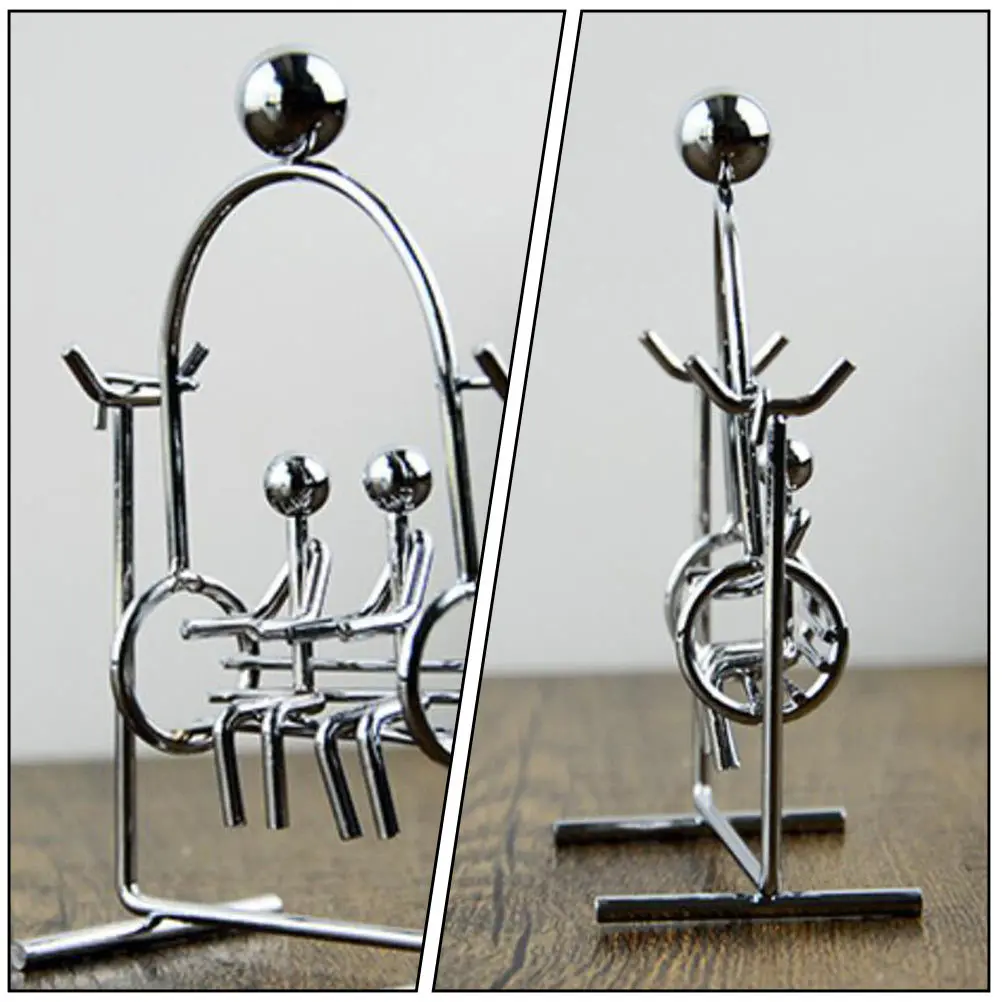 أرجوحة صغيرة للزوجين موازنة سطح المكتب الديكور الحديد الفن بهلوان الفيزياء البندول الحركة مكتب زخرفة #3