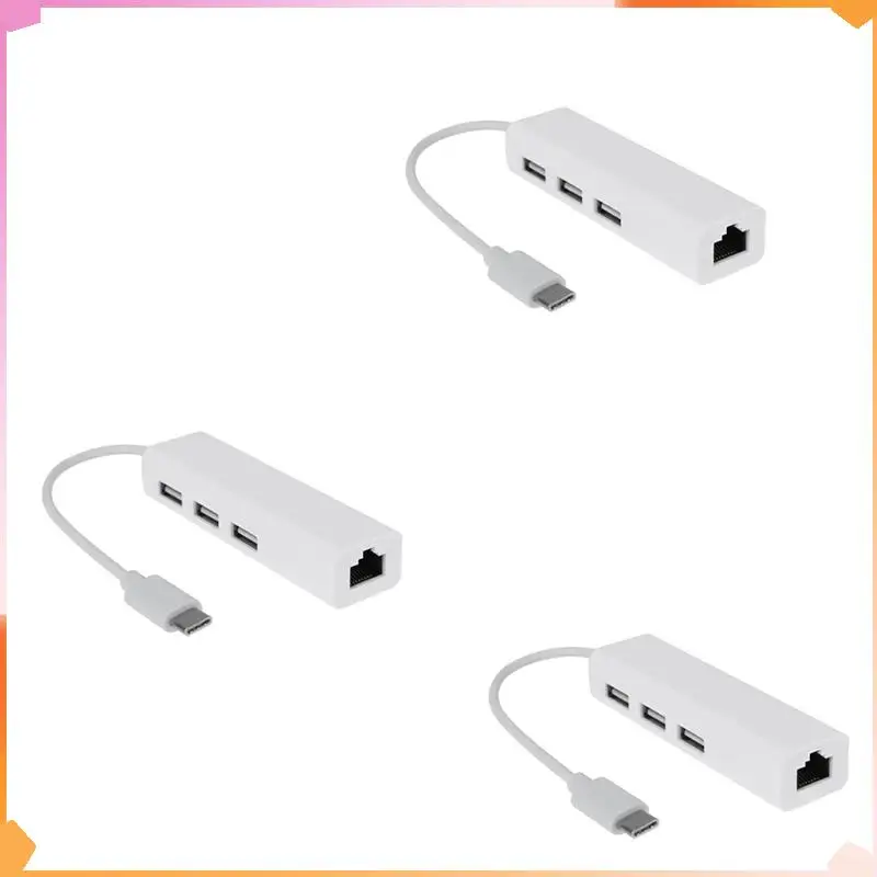 B94A 3X USB-C USB 3.1 Type C vers USB RJ45 Ethernet Lan adaptateur câble Hub pour PC