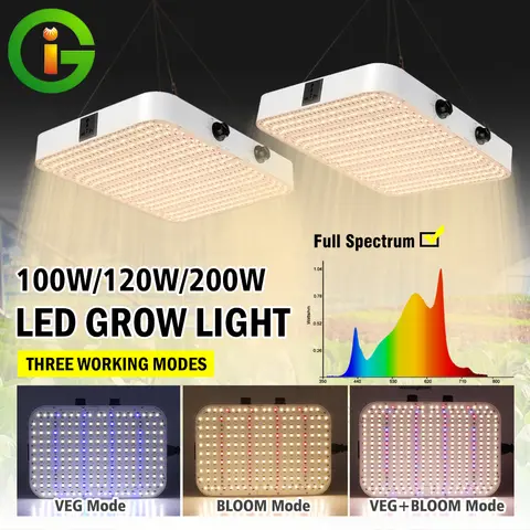 100W 120W 200W Full Spectrum Plant Growth Lamp LED Grow Light With LM281B For Indoor Greenhouse Hydroponics Plant Flower Seeding