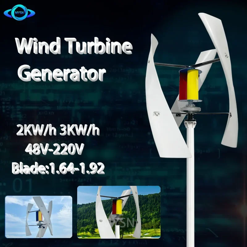 3000w Vertical Axis Wind Turbine Generator 220v 48v Maglev Windmills 3 Phase Alternator With Mppt Charge Controller For Home Use