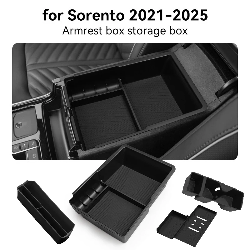 

Органайзер-лоток для центральной консоли Kia Sorento 2021-2025, силиконовый, для хранения, аксессуар для интерьера, черный декор