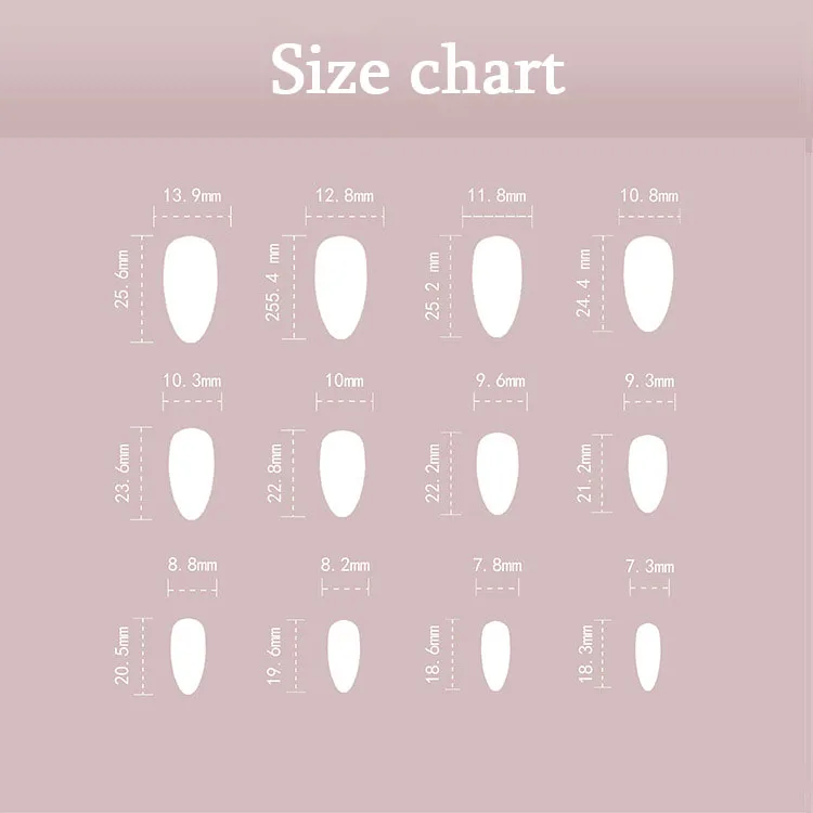 Rose Pink French Glitter Powder Wearable Almond Shape Fashion Fake Nails Full Cover Finished False Nails Press on Nail with Glue