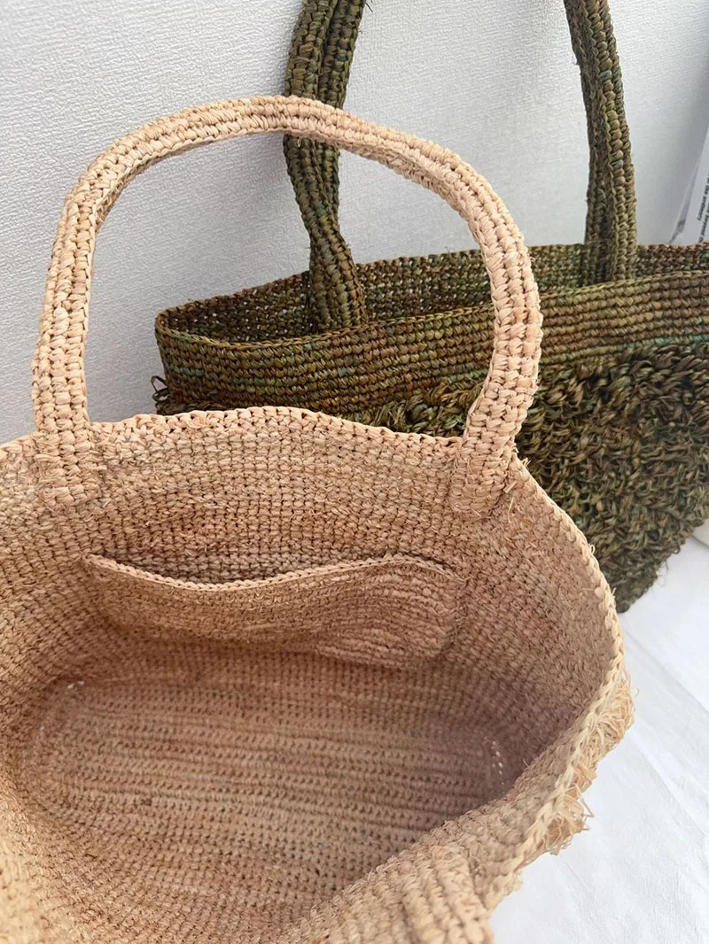 Luxury Raffia Straw Bag Bohemian Woven Tote Shoulder Bags Handmade Beach Bags for Women Handbags and Purses Crochet Shopper NEW