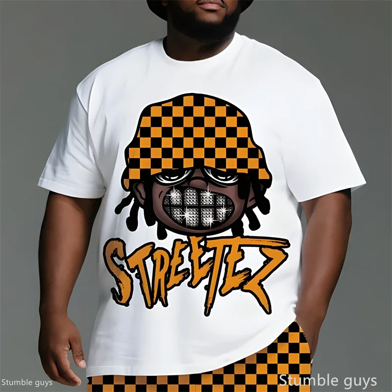 Angesagtes Herren-Sommer-Übergrößen-T-Shirt mit Anime-Motiv, Locker Geschnitten, Kurzarm, Atmungsaktiv, Weicher Stoff, Große Größen, Sport-Trikot, Streetwear