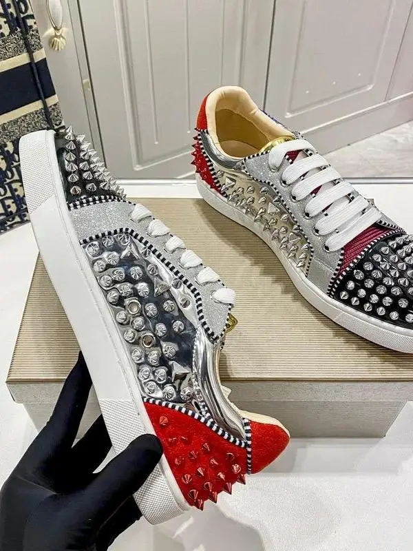BEILORYSCLASS Glitter Station Board Shoes 2025 High-End New Rivet Trend Low-Top Head Nail Trend Couple Board Shoes Mountain W...
