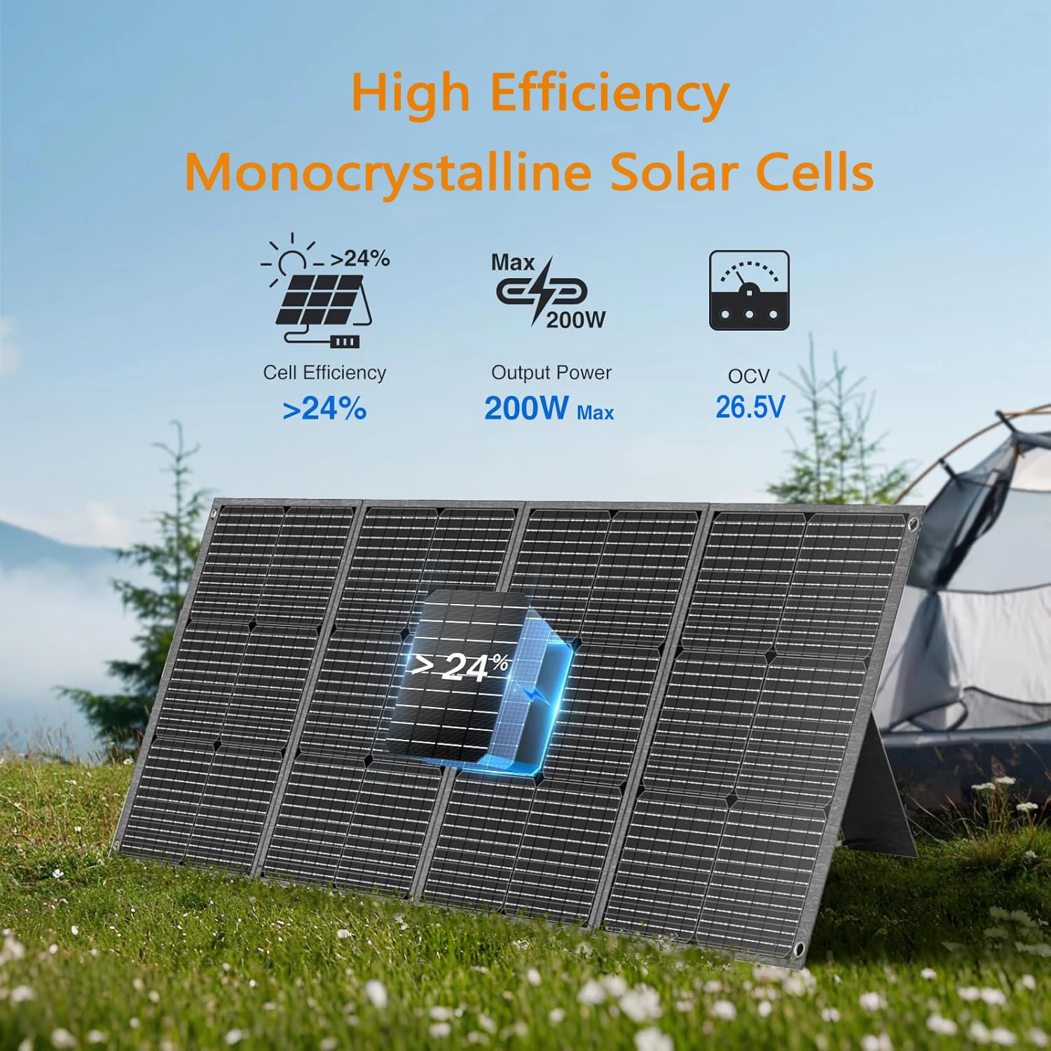 200W Portable Solar Panel Power Backup | IP65 Waterproof Foldable Solar Charger for RV Camping & Off-Grid Power Station