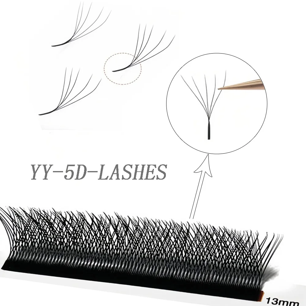 Qbeautyelashes Cílios LU/C/D Curl 5D YY على شكل رموش ملحقات حجم مسبق الصنع مروحة لينة الطبيعية YY الرموش الفردية #4