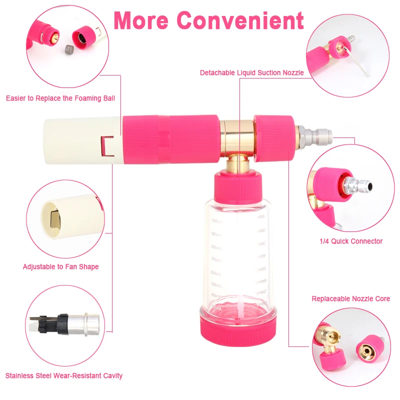 مسدس رغوة الثلج لغسيل السيارات 100 مل - 1/4 بوصة توصيل سريع قابل للتعديل لغسالة الضغط لتفصيل السيارات #5