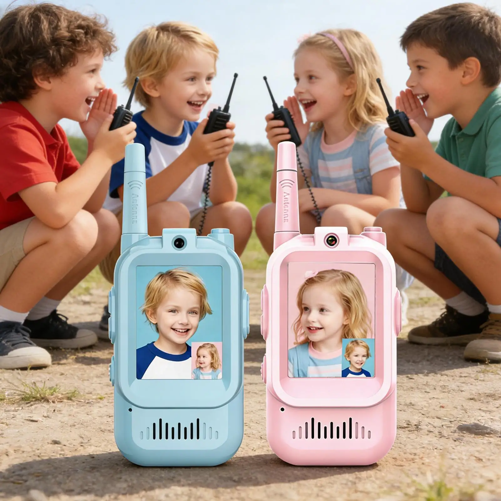 

Video Walkie Talkies for Kids 2 Pieces Radio Toy Long Range Rechargeable Screen Display Walkie Talkies for Boys Girls Ages 3-12